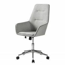 Fredriks Chaise de bureau pivotante Skabu - Tissu / Métal - Chrome - Gris