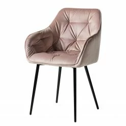 Jack & Alice Chaises à accoudoirs Tilly - Velours / Métal - Noir - Rose vieilli