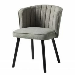 Mørteens Chaise capitonnée Sollia - Tissu / Hêtre massif - Noir - Gris
