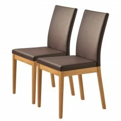 Schösswender Chaises Oviedo (lot de 2) - Imitation cuir / Chêne sauvage massif - Marron foncé