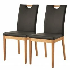Schösswender Chaises Palma (lot de 2) - Tissu / Chêne sauvage massif - Anthracite