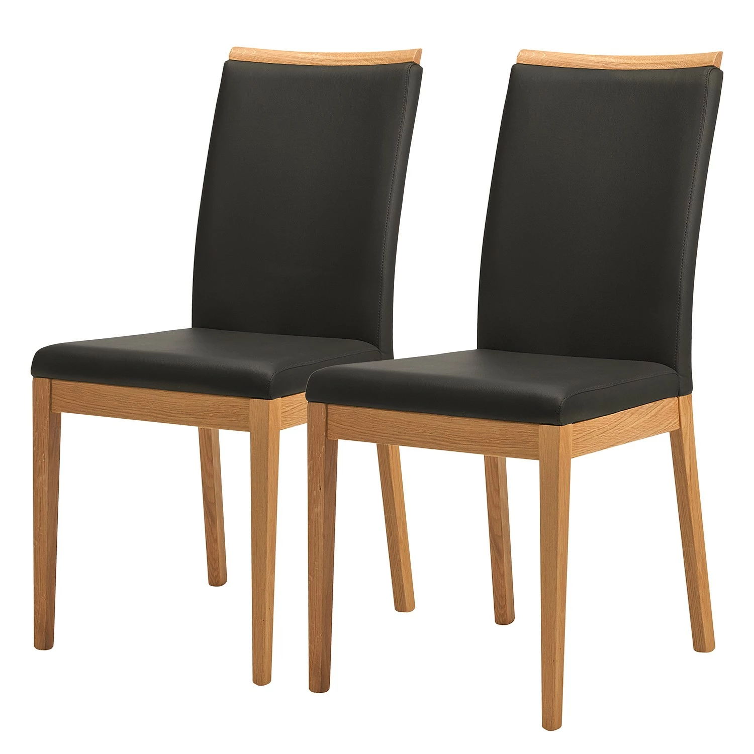 Schösswender Chaises Nora (lot de 2) - Cuir véritable / Chêne sauvage massif - Noir 3 Schösswender Chaises Nora (lot de 2) - Cuir véritable / Chêne sauvage massif - Noir