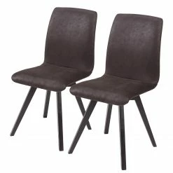 Schösswender Chaises Karla II (lot de 2) - Imitation cuir / Hêtre verni - Marron