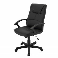 Furnitive Chaise de bureau Monts - Imitation cuir / Matière plastique - Noir / Noir