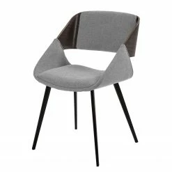 Norrwood Chaise capitonnée Zempin - Tissu / Métal - Imitation noyer - Gris clair