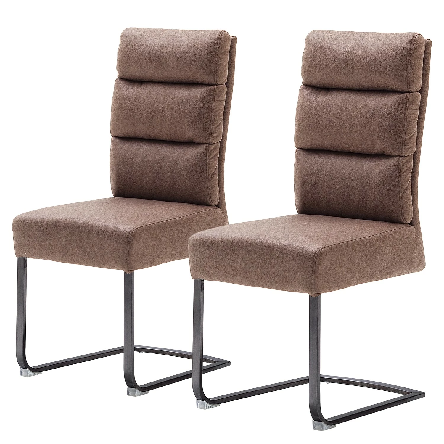 Fredriks Chaises cantilever Redan (lot de 2) - Microfibre / Acier - Marron vintage - Noir 3 Fredriks Chaises cantilever Redan (lot de 2) - Microfibre / Acier - Marron vintage - Noir