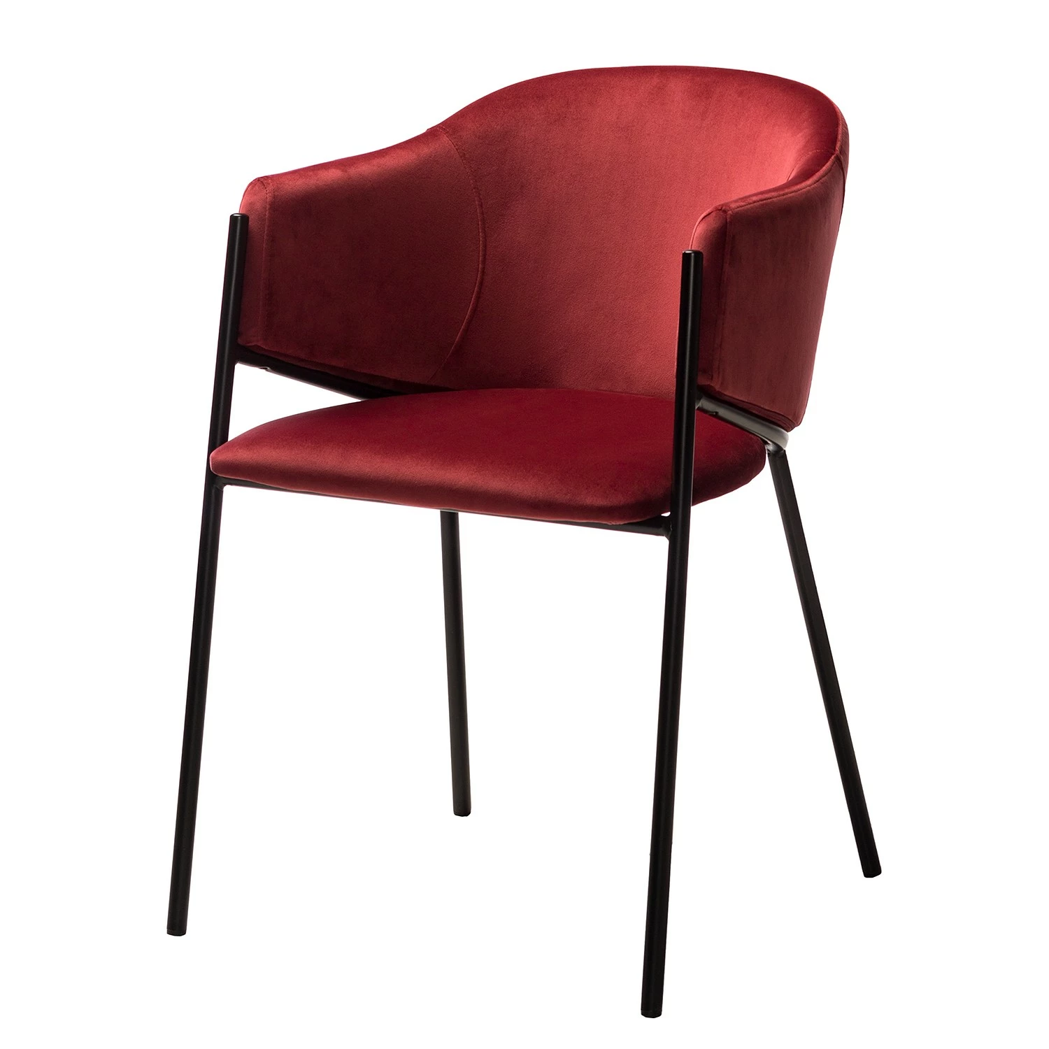 Mørteens Chaise à accoudoirs Koloa I - Velours / Acier - Bordeaux / Noir 3 Mørteens Chaise à accoudoirs Koloa I - Velours / Acier - Bordeaux / Noir