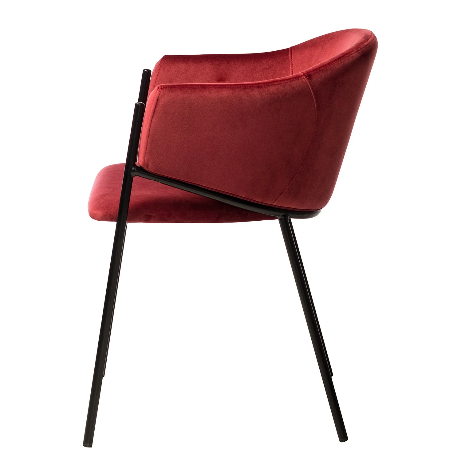 Mørteens Chaise à accoudoirs Koloa I - Velours / Acier - Bordeaux / Noir 7 Mørteens Chaise à accoudoirs Koloa I - Velours / Acier - Bordeaux / Noir – Image 5