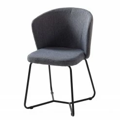 Mørteens Chaises à accoudoirs Tulia - Tissu / Acier - Gris foncé / Noir