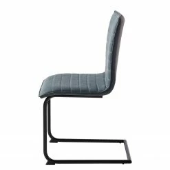 Mørteens Chaises cantilever Lylen (lot de 2) - Imitation cuir / Acier - Noir - Bleu vintage -Chaises Boutique 1000205096 201022 13511200003 DETAILS P000000001000205096