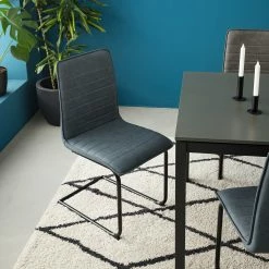 Mørteens Chaises cantilever Lylen (lot de 2) - Imitation cuir / Acier - Noir - Bleu vintage -Chaises Boutique 1000205096 201118 12544900002 MOOD DETAILS P000000001000205096 mood