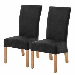 Ars Natura Chaises Karlsborg I (lot de 2) - Noir - Hêtre clair