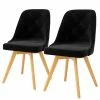 Tenzo Chaises capitonnées Lux I (lot de 2) - Velours / Chêne massif - Tissu Vika : Noir - Chêne clair -Chaises Boutique 1000208579 200327 14003700011 IMAGE P000000001000208579