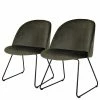 Tenzo Chaises capitonnées Ally II (lot de 2) - Velours / Métal - Tissu Vika : Kaki - Noir -Chaises Boutique 1000208604 200327 14010400053 IMAGE P000000001000208604