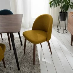 Mørteens Chaises capitonnées Jacklin III (2 él.) - Tissu / Métal - Imitation noyer - Jaune moutarde -Chaises Boutique 1000208738 210120 13384700002 MOOD DETAILS P000000001000208738 mood