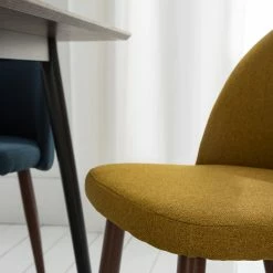 Mørteens Chaises capitonnées Jacklin III (2 él.) - Tissu / Métal - Imitation noyer - Jaune moutarde -Chaises Boutique 1000208738 210120 13385400006 DETAILS P000000001000208738