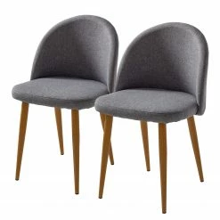 Mørteens Chaises capitonnées Jacklin II (2 él.) - Tissu / Métal - Imitation chêne - Gris clair