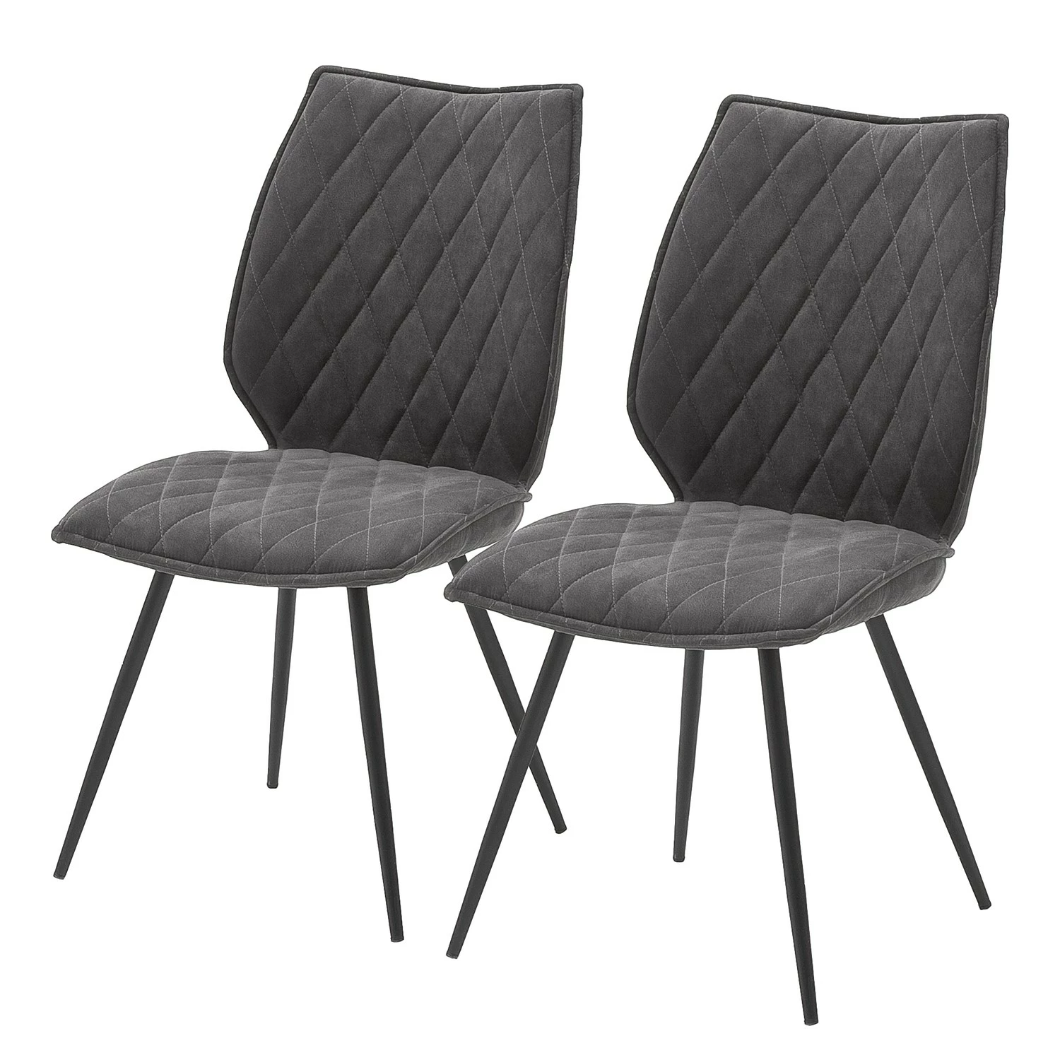 Ars manufacti Chaises Newry (lot de 2) - Imitation cuir / Métal - Anthracite / Noir 3 Ars manufacti Chaises Newry (lot de 2) - Imitation cuir / Métal - Anthracite / Noir