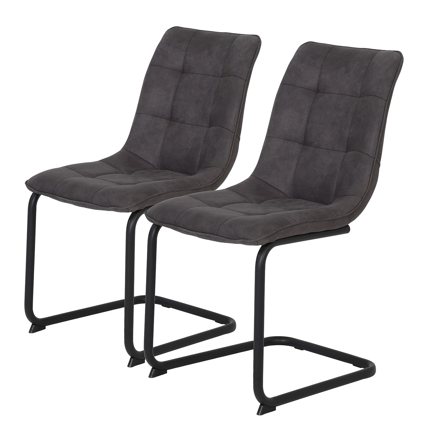 Loftscape Chaise cantilever Ewing - Microfibre / Métal - Noir - Anthracite - Lot de 2 3 Loftscape Chaise cantilever Ewing - Microfibre / Métal - Noir - Anthracite - Lot de 2