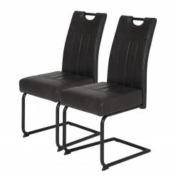Loftscape Chaises cantilever Bovina (lot de 2) - Microfibre / Métal - Noir - Noir vintage