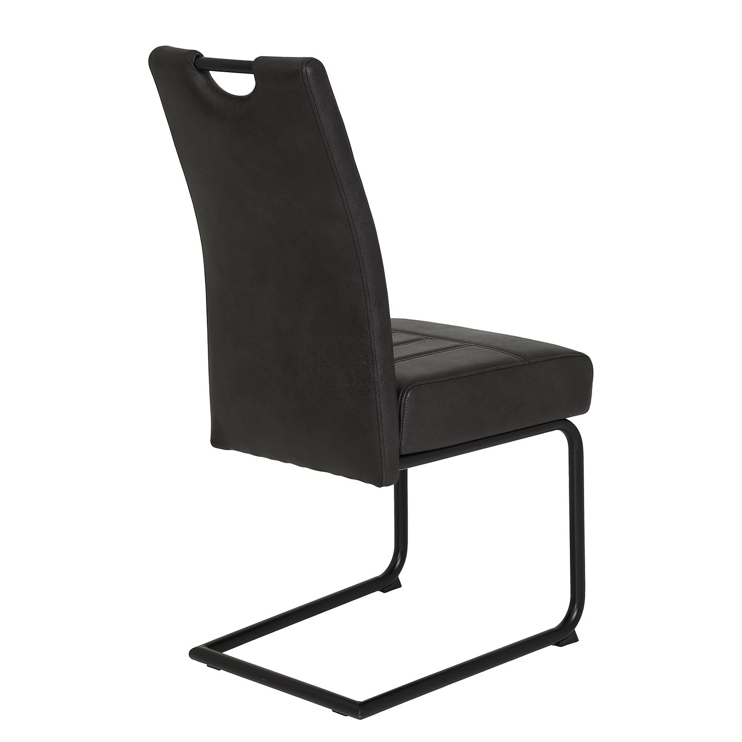 Loftscape Chaises cantilever Bovina (lot de 2) - Microfibre / Métal - Noir - Noir vintage 6 Loftscape Chaises cantilever Bovina (lot de 2) - Microfibre / Métal - Noir - Noir vintage – Image 4