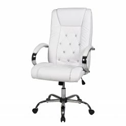 Duo Collection Fauteuil de direction Cedric - Imitation cuir / Métal - Blanc / Chrome