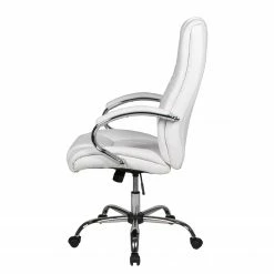 Duo Collection Fauteuil de direction Cedric - Imitation cuir / Métal - Blanc / Chrome -Chaises Boutique 1000210733 200407 11051500027 DETAILS P000000001000210733