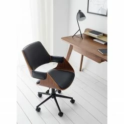 Mørteens Chaise de bureau Luumaki - Imitation cuir - Noir / Noyer -Chaises Boutique 1000210873 210129 12411800002 MOOD DETAILS P000000001000210873 mood