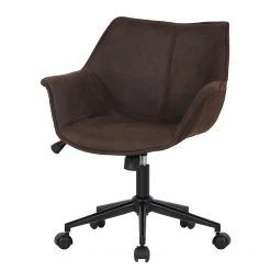 Ars manufacti Chaise de bureau Nurmes - Microfibre / Matière plastique - Marron vintage / Noir