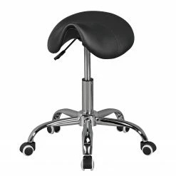 Furnitive Tabouret de bureau Cloquet - Imitation cuir / Métal - Chrome - Noir