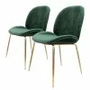 Kayoom Chaises capitonnées Charlize (lot de 2) - Velours / Métal - Laiton - Vert