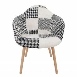 Kayoom Chaises à accoudoirs Dave (lot de 2) - Tissu / Hêtre massif - Noir / Blanc -Chaises Boutique 1000214187 200529 06033100066 DETAILS P000000001000214187