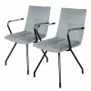 Kayoom Chaises à accoudoirs Eaden (lot de 2) - Velours / Fer - Noir - Gris