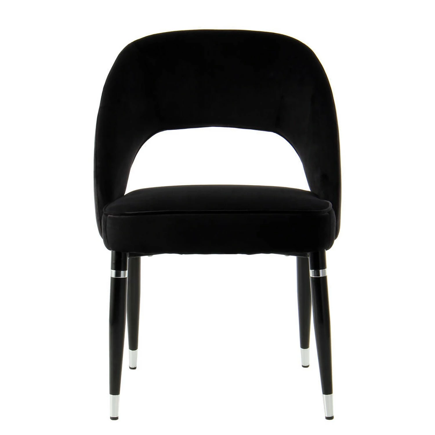 Kayoom Chaises capitonnées Courtney (lot de 2) - Velours / Partiellement en eucalyptus massif - Noir / Argenté 5 Kayoom Chaises capitonnées Courtney (lot de 2) - Velours / Partiellement en eucalyptus massif - Noir / Argenté – Image 3