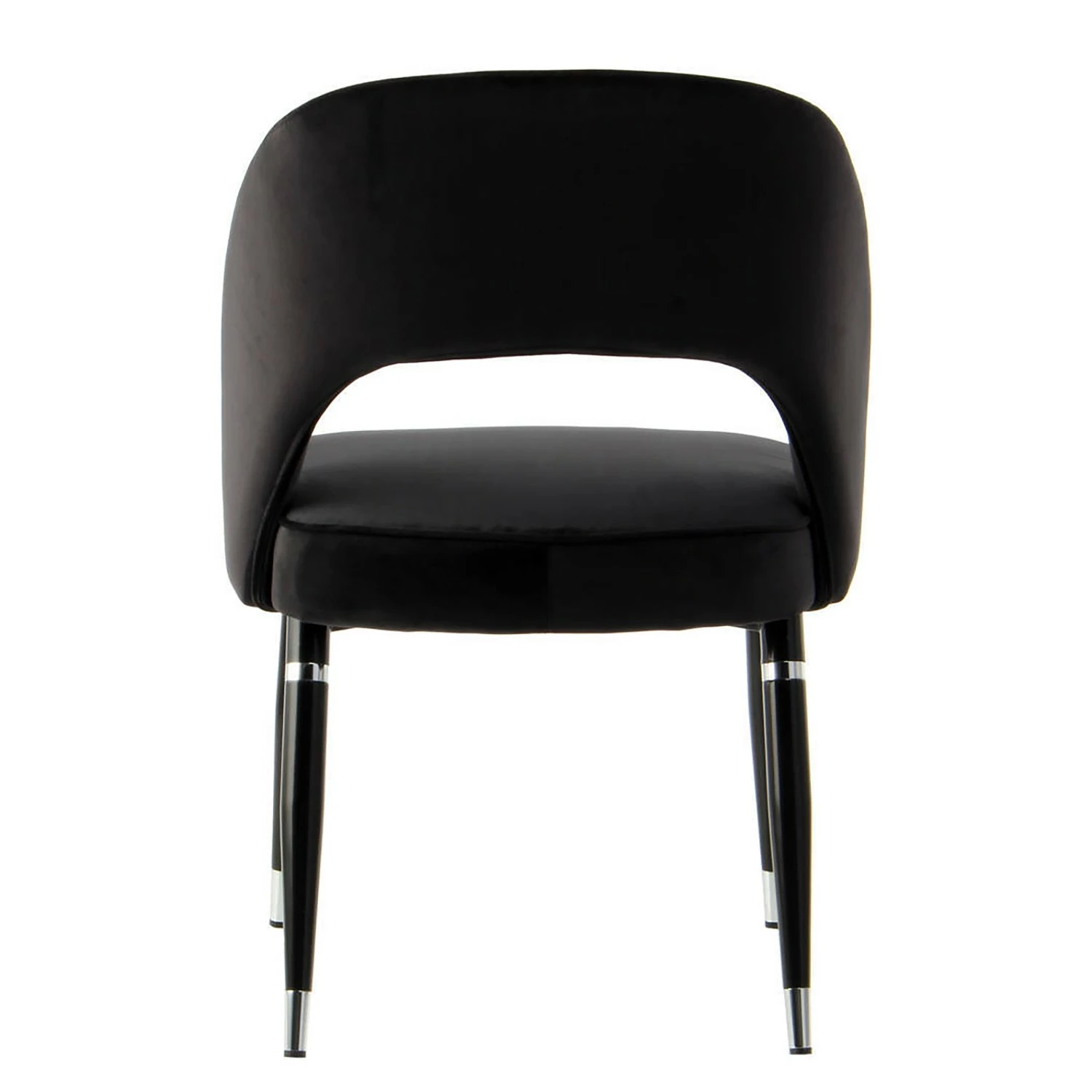 Kayoom Chaises capitonnées Courtney (lot de 2) - Velours / Partiellement en eucalyptus massif - Noir / Argenté 7 Kayoom Chaises capitonnées Courtney (lot de 2) - Velours / Partiellement en eucalyptus massif - Noir / Argenté – Image 5