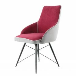 Kayoom Chaise capitonnée Carol I - Velours côtelé et microfibre / Fer - Rouge