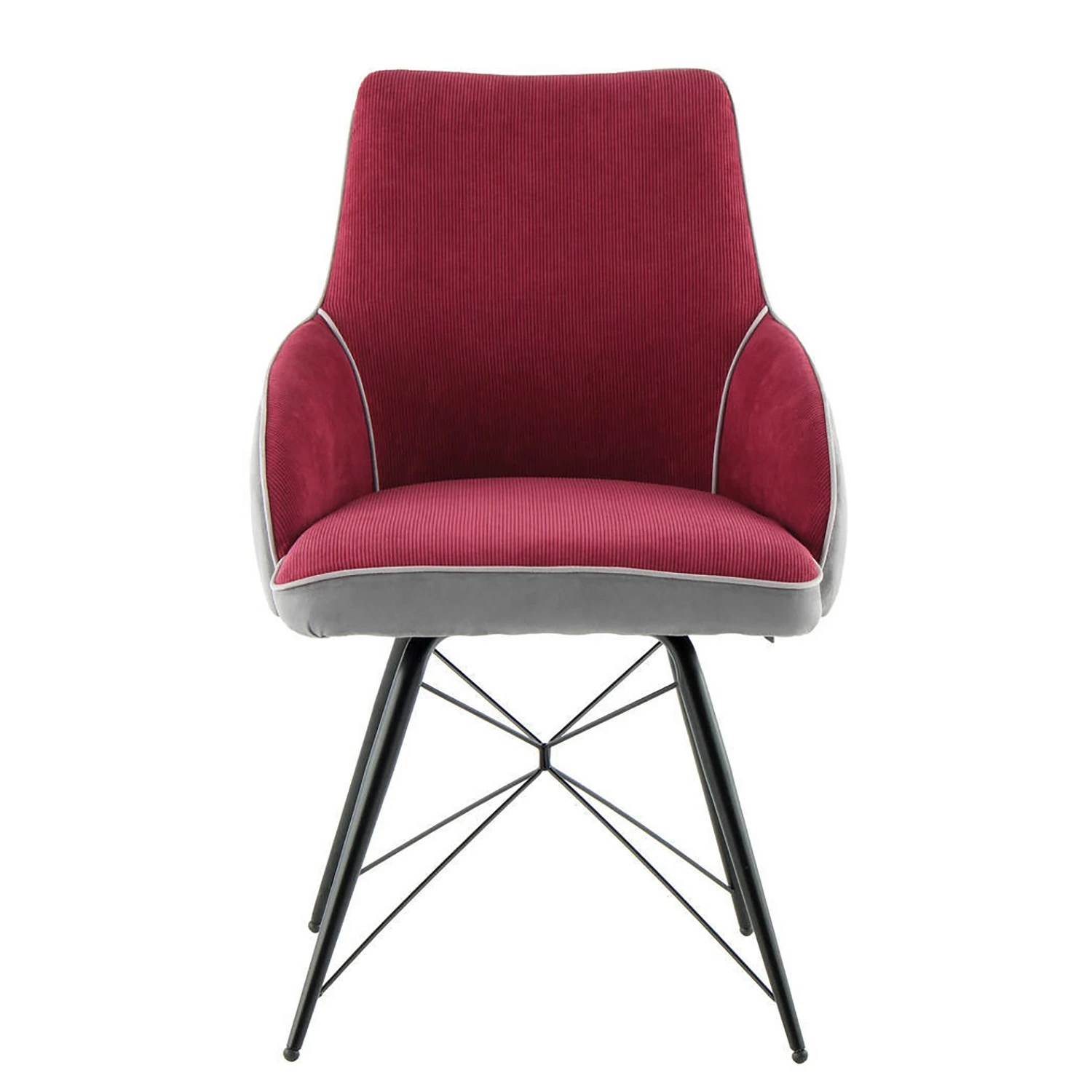 Kayoom Chaise capitonnée Carol I - Velours côtelé et microfibre / Fer - Rouge 5 Kayoom Chaise capitonnée Carol I - Velours côtelé et microfibre / Fer - Rouge – Image 3