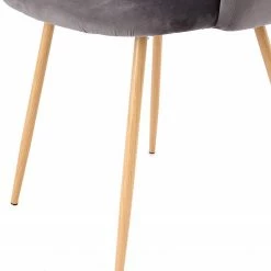 Kayoom Chaises capitonnées Celina (lot de 2) - Velours / Métal - Imitation hêtre - Gris -Chaises Boutique 1000214218 200529 06063700304 DETAILS P000000001000214218