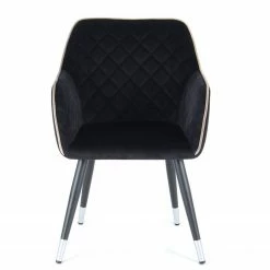 Kayoom Chaise à accoudoirs Amino - Velours / Acier - Noir / Argenté -Chaises Boutique 1000214228 200529 06074200386 DETAILS P000000001000214228