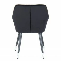 Kayoom Chaise à accoudoirs Amino - Velours / Acier - Noir / Argenté -Chaises Boutique 1000214228 200529 06074400388 DETAILS P000000001000214228