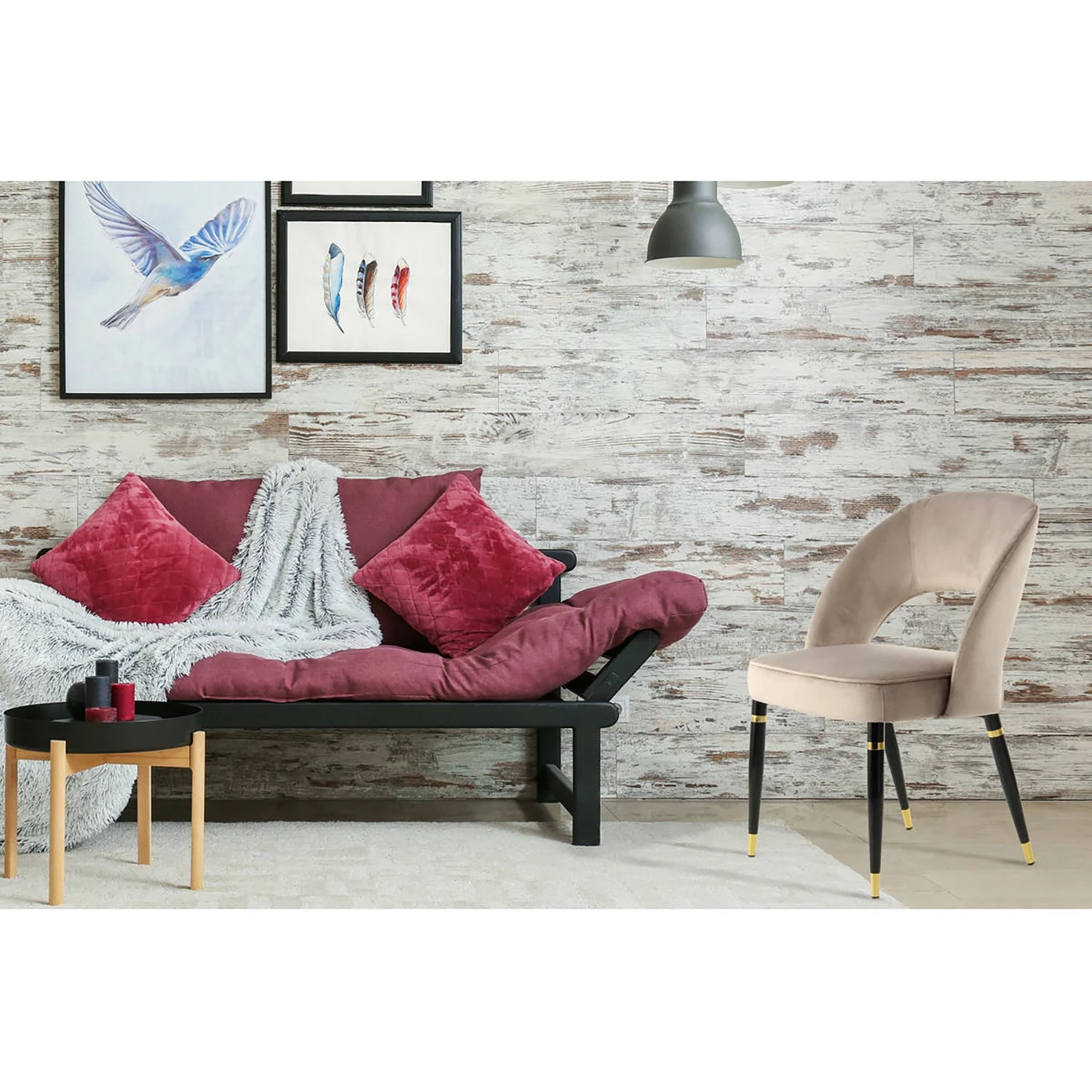 Kayoom Chaises capitonnées Courtney (lot de 2) - Velours / Partiellement en eucalyptus massif - Taupe / Doré 4 Kayoom Chaises capitonnées Courtney (lot de 2) - Velours / Partiellement en eucalyptus massif - Taupe / Doré – Image 2