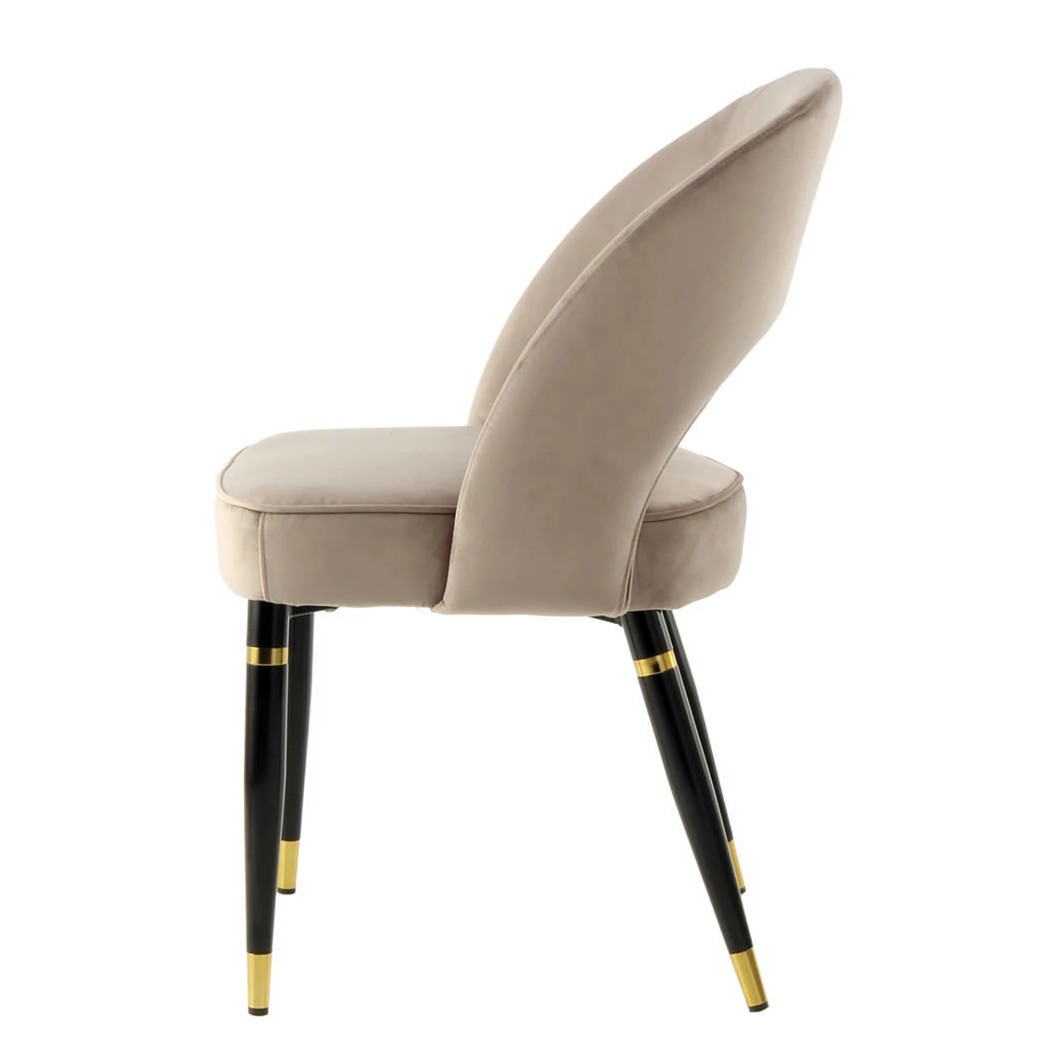 Kayoom Chaises capitonnées Courtney (lot de 2) - Velours / Partiellement en eucalyptus massif - Taupe / Doré 6 Kayoom Chaises capitonnées Courtney (lot de 2) - Velours / Partiellement en eucalyptus massif - Taupe / Doré – Image 4