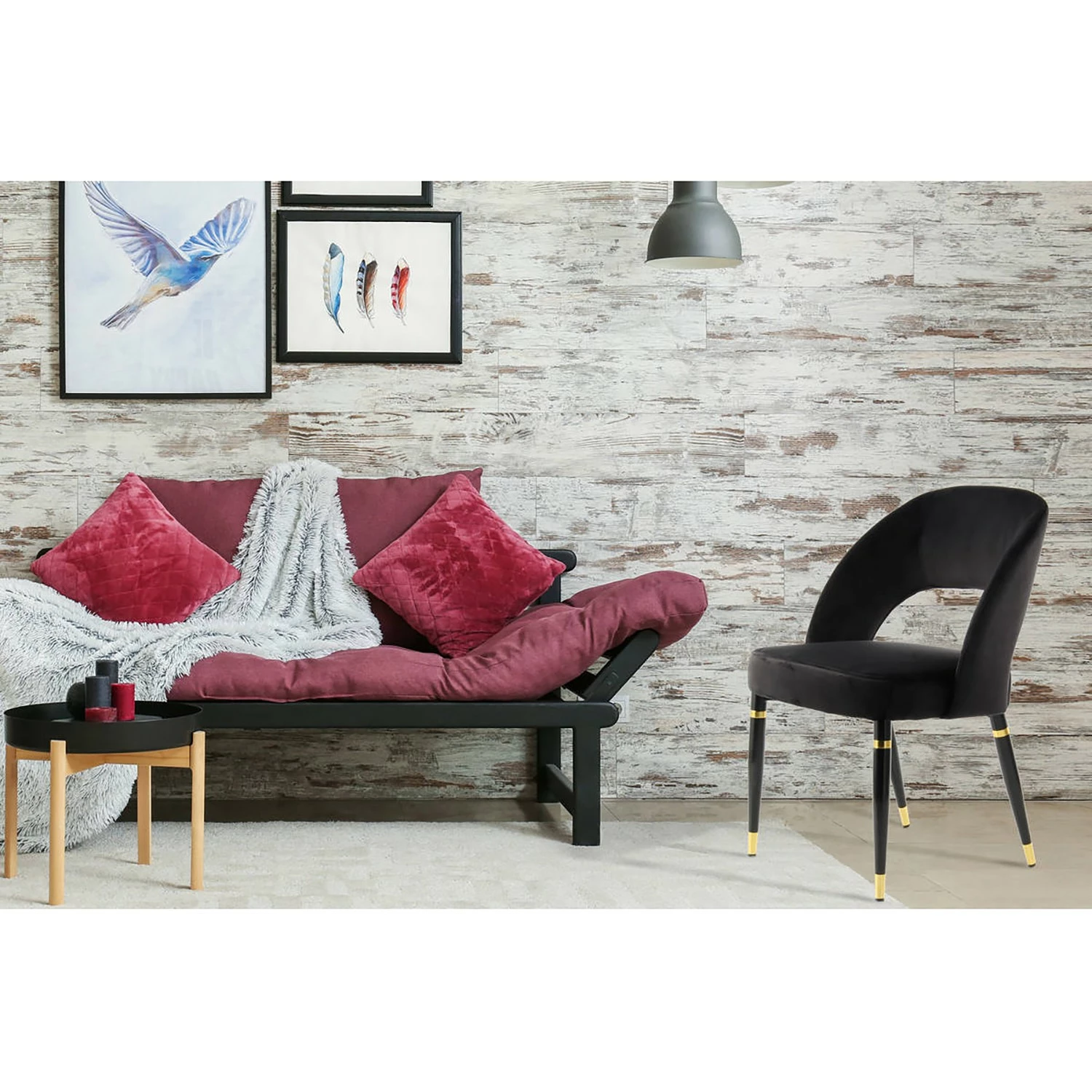 Kayoom Chaises capitonnées Courtney (lot de 2) - Velours / Partiellement en eucalyptus massif - Noir / Doré 4 Kayoom Chaises capitonnées Courtney (lot de 2) - Velours / Partiellement en eucalyptus massif - Noir / Doré – Image 2