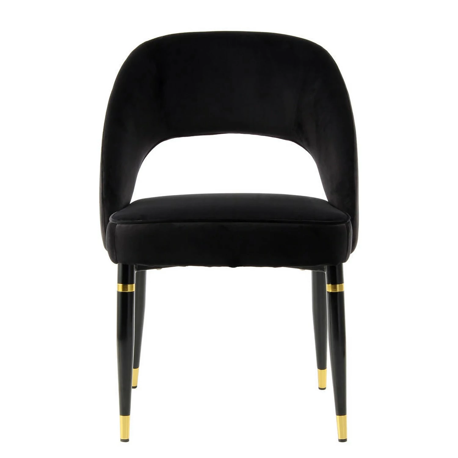 Kayoom Chaises capitonnées Courtney (lot de 2) - Velours / Partiellement en eucalyptus massif - Noir / Doré 5 Kayoom Chaises capitonnées Courtney (lot de 2) - Velours / Partiellement en eucalyptus massif - Noir / Doré – Image 3