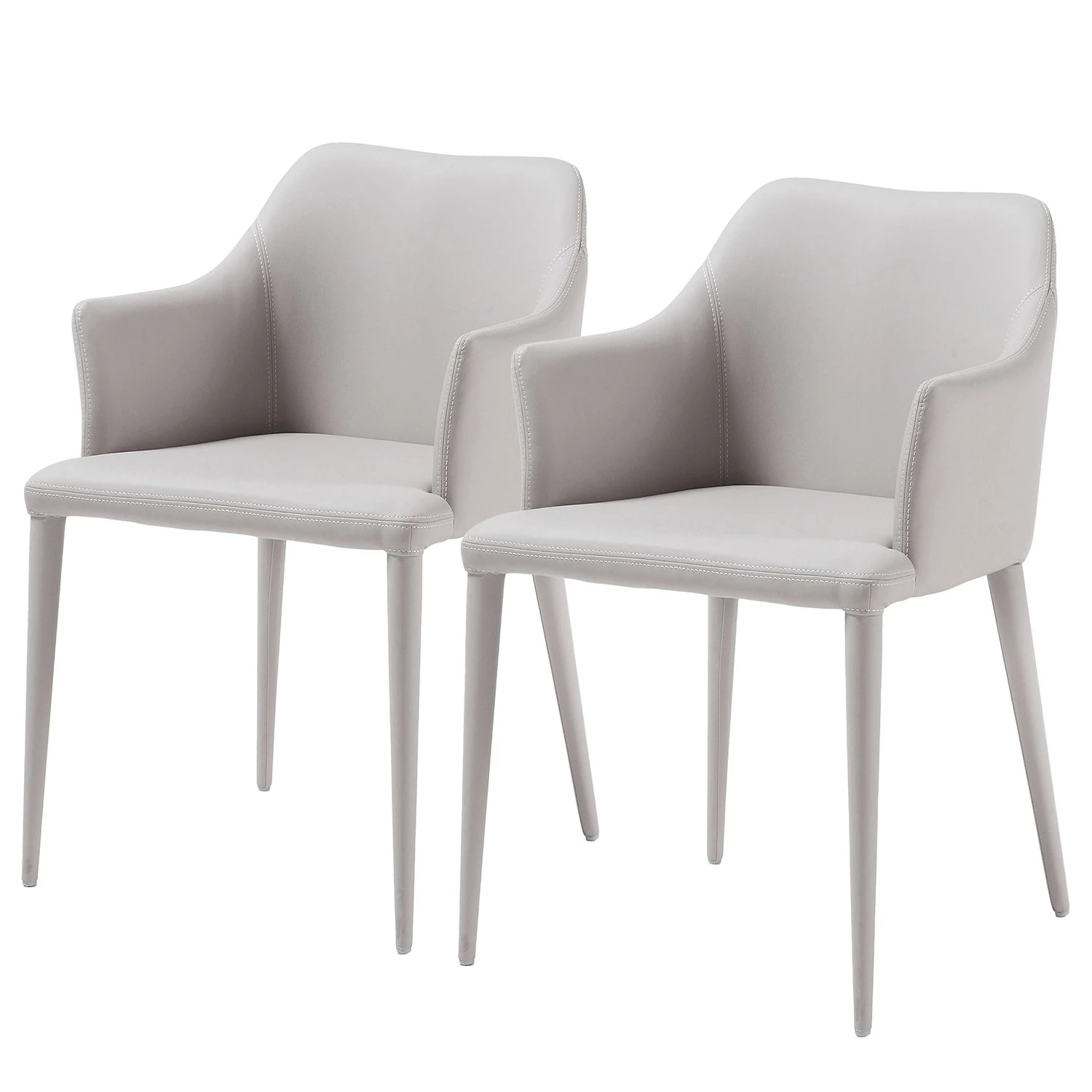 Loftscape Chaises à accoudoirs Dayline II (2 él.) - Imitation cuir / Acier - Gris clair 3 Loftscape Chaises à accoudoirs Dayline II (2 él.) - Imitation cuir / Acier - Gris clair