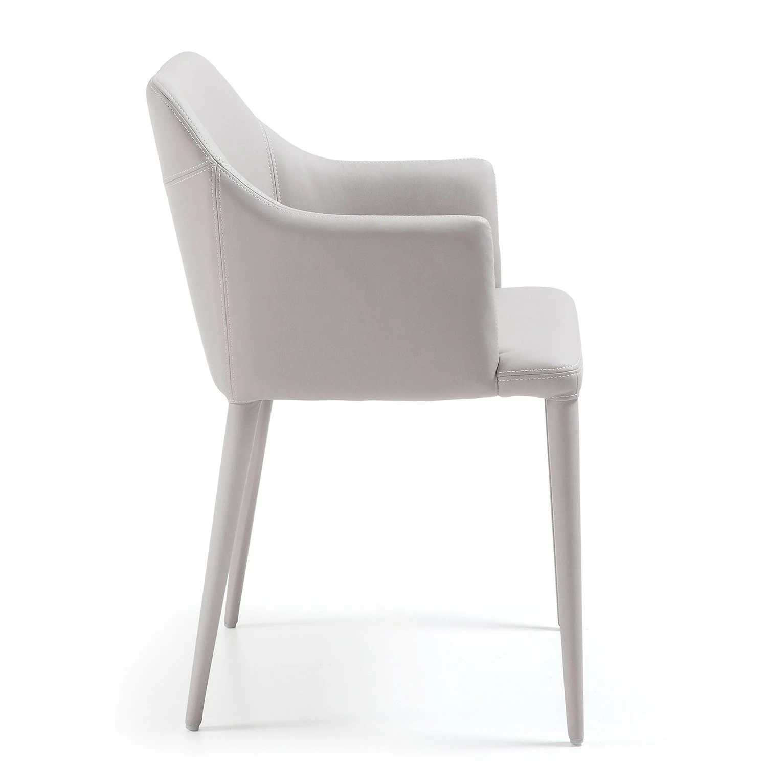 Loftscape Chaises à accoudoirs Dayline II (2 él.) - Imitation cuir / Acier - Gris clair 4 Loftscape Chaises à accoudoirs Dayline II (2 él.) - Imitation cuir / Acier - Gris clair – Image 2