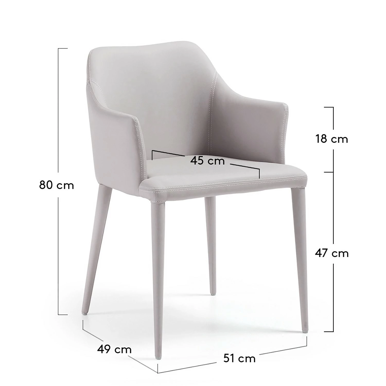 Loftscape Chaises à accoudoirs Dayline II (2 él.) - Imitation cuir / Acier - Gris clair 8 Loftscape Chaises à accoudoirs Dayline II (2 él.) - Imitation cuir / Acier - Gris clair – Image 6