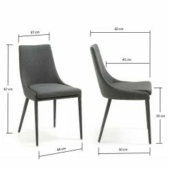 Loftscape Chaises capitonnées Doyline I (lot de 2) - Tissu / Acier - Gris foncé 13 Loftscape Chaises capitonnées Doyline I (lot de 2) - Tissu / Acier - Gris foncé -Chaises Boutique 1000216163 200623 13433600037 SKETCH DETAILS P000000001000216163 sketch
