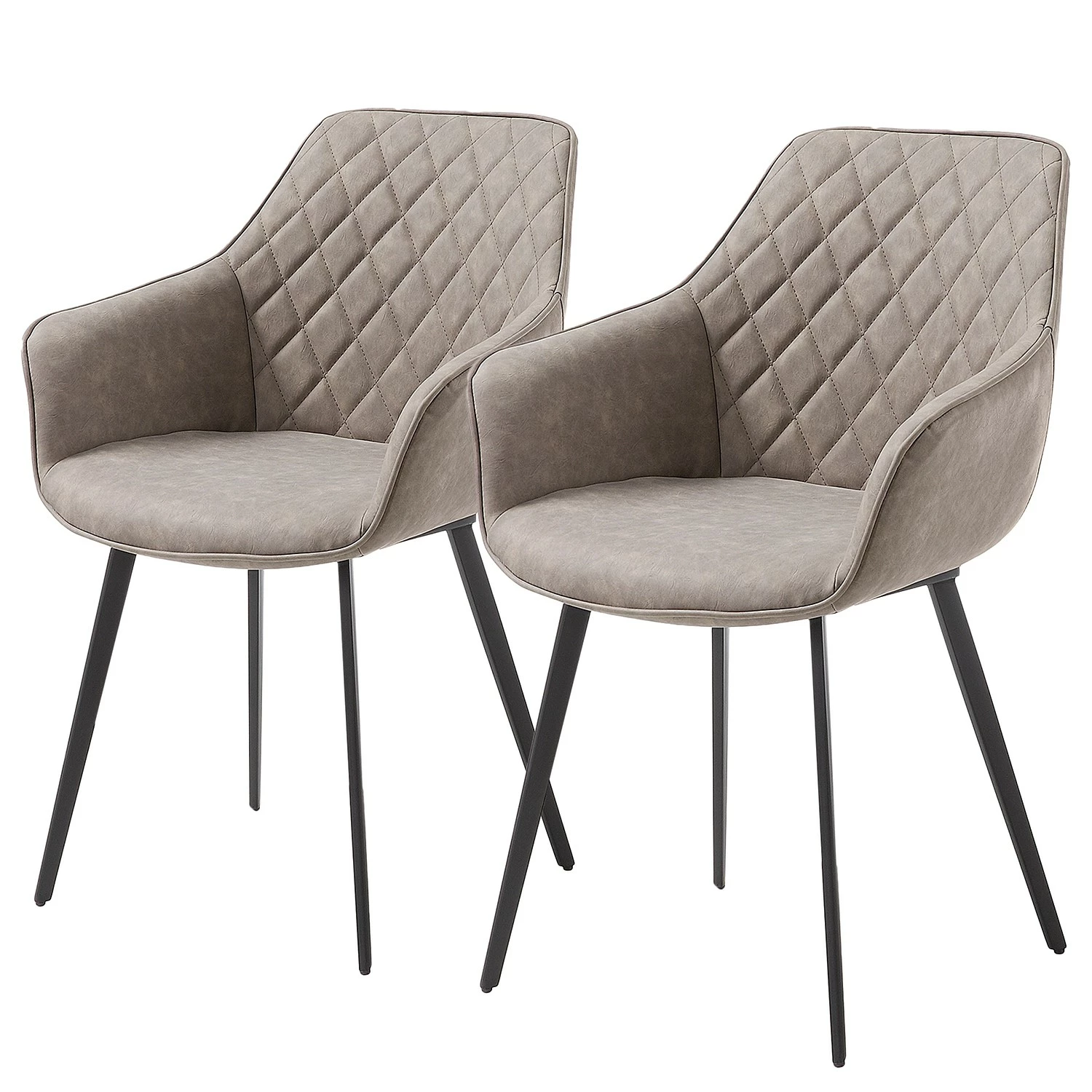 Red Living Chaises à accoudoirs Amira (lot de 2) - Imitation cuir / Acier - Noir - Sable vintage 3 Red Living Chaises à accoudoirs Amira (lot de 2) - Imitation cuir / Acier - Noir - Sable vintage