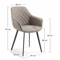 Red Living Chaises à accoudoirs Amira (lot de 2) - Imitation cuir / Acier - Noir - Sable vintage 15 Red Living Chaises à accoudoirs Amira (lot de 2) - Imitation cuir / Acier - Noir - Sable vintage -Chaises Boutique 1000216166 200623 13435700059 SKETCH DETAILS P000000001000216166 sketch